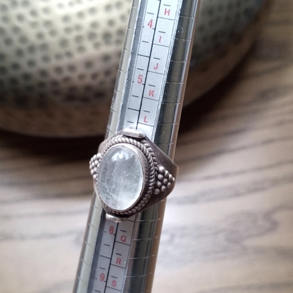 Vintage Clear White Apophyllite Stone 925 Sterling Silver Ring 6.5 - Picture 6 of 14